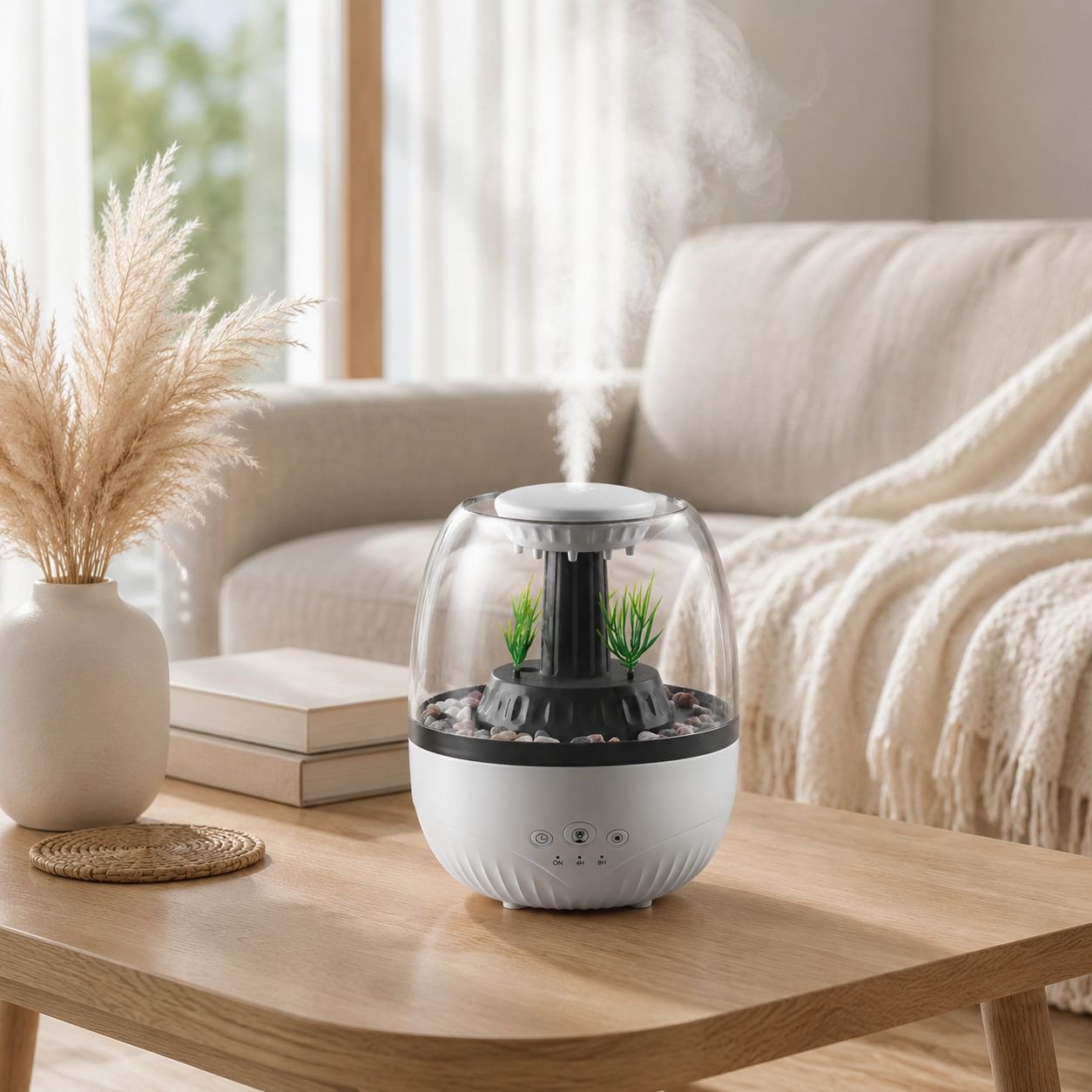 Home Silent Fish Tank Humidifier with Seven-Color Light Aroma Diffuser