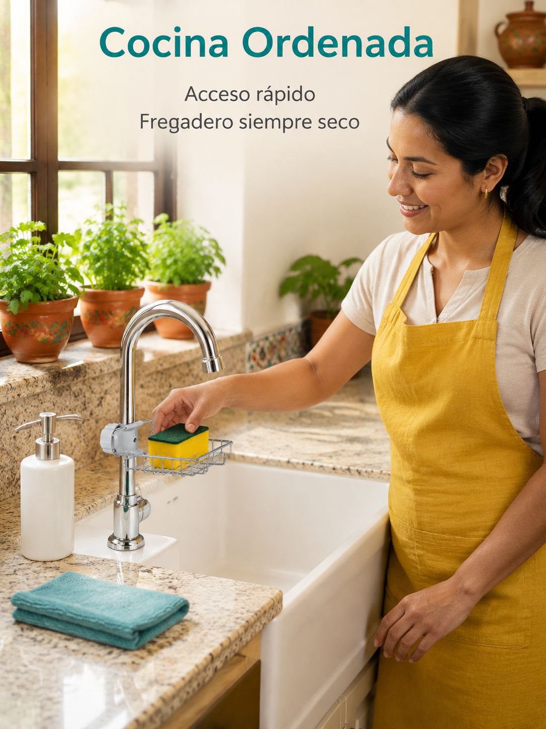 Organizador de fregadero de cocina, estante de drenaje de acero inoxidable para grifo