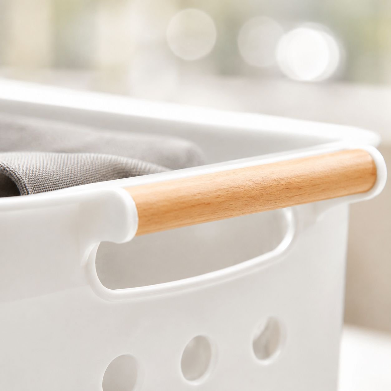 Stackable plastic baskets for playroom organization