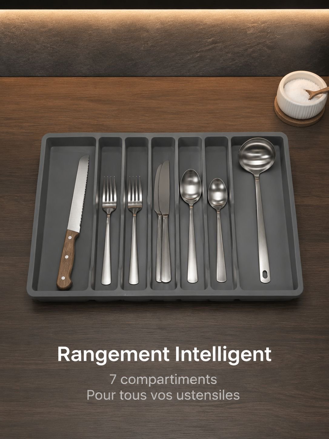 Boîte de rangement en silicone pour cuisine, séparateur de tiroir pour couverts
