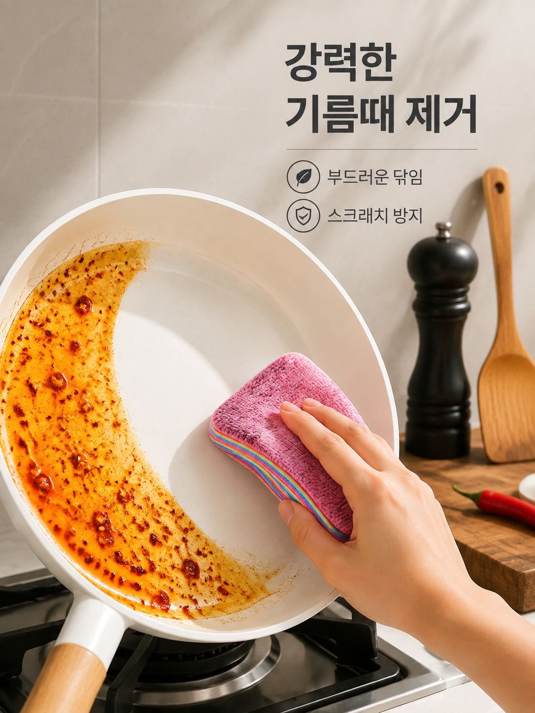 쉽게 찢어지는 여러 겹의 청소용 천