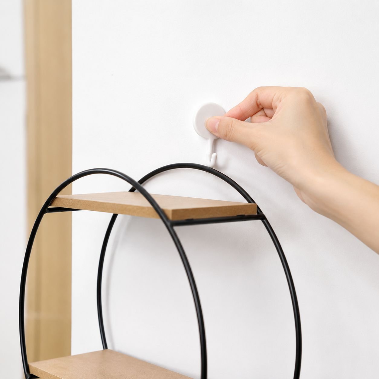 Easy installation wall shelf without drilling