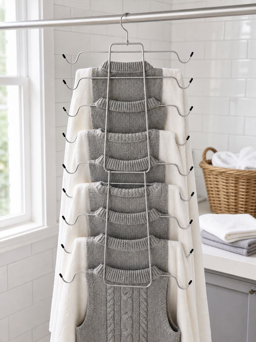 Innovative closet storage solution with foldable hanger design