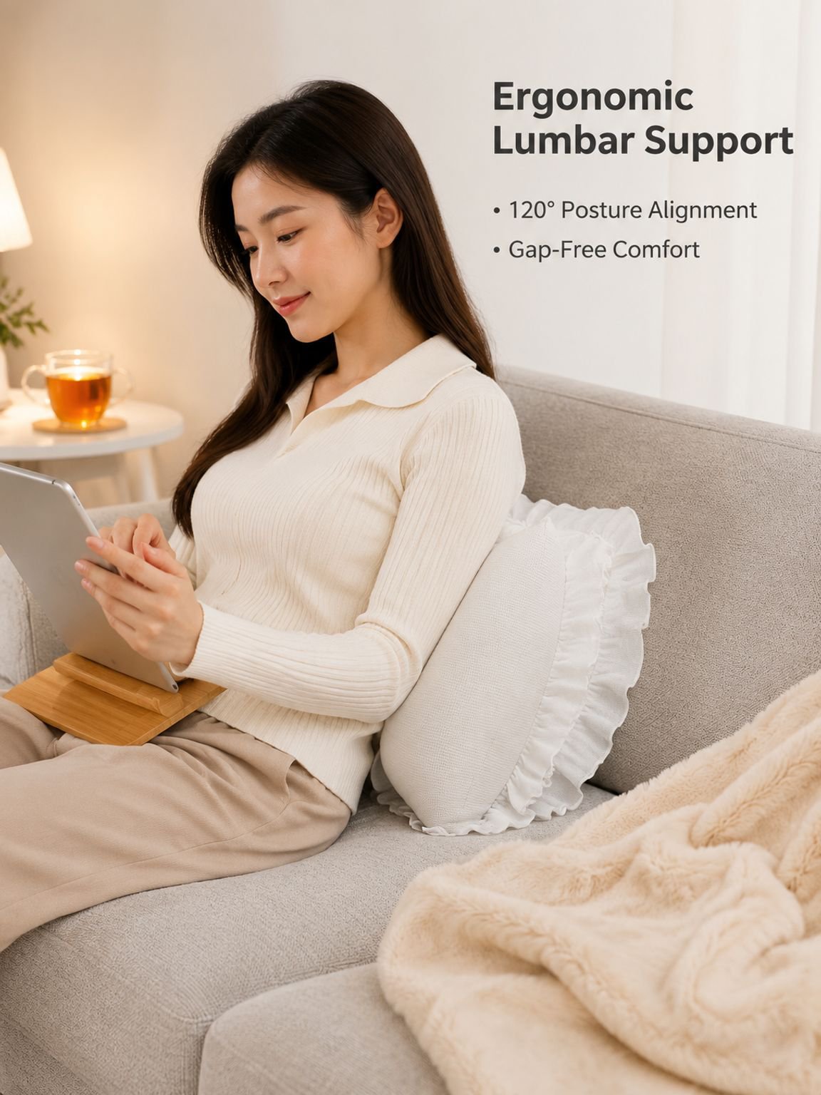 Bow-tie lace sofa cushion