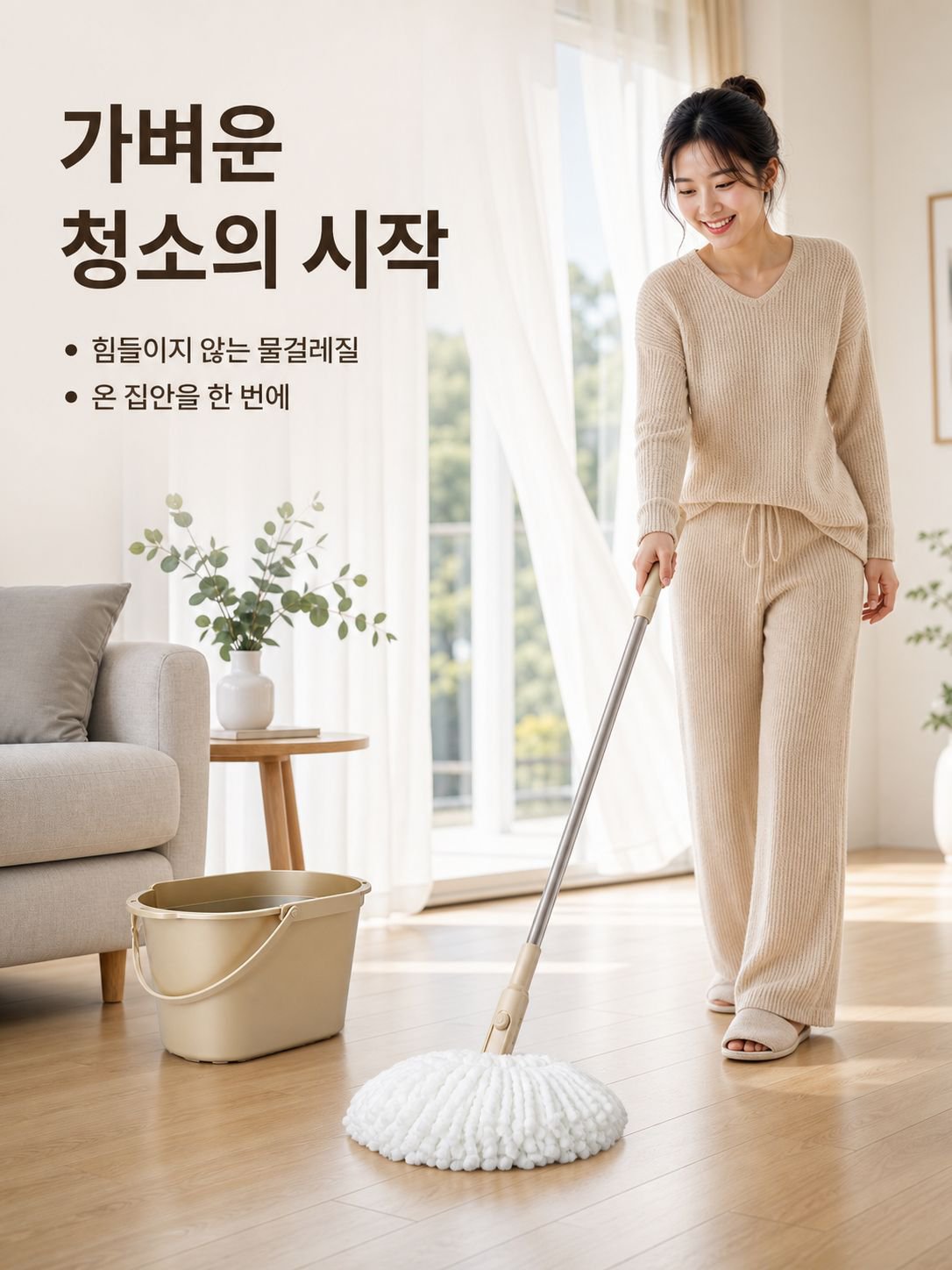 가정용 회전 물걸레 청소기 세트 손쉬운 청소 필수품