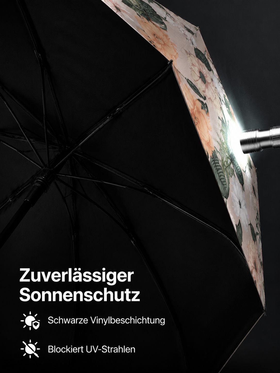 UV-Schutz Sonnenschirm auf Terrasse