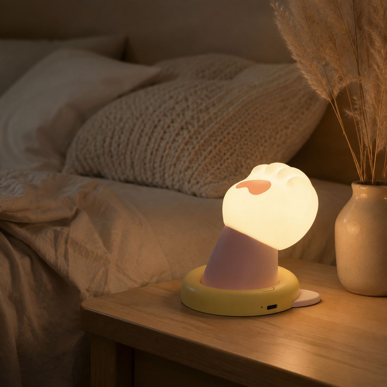 Lampe veilleuse patte de chat, lampe de chevet chambre, cadeau d'anniversaire, ambiance cosy