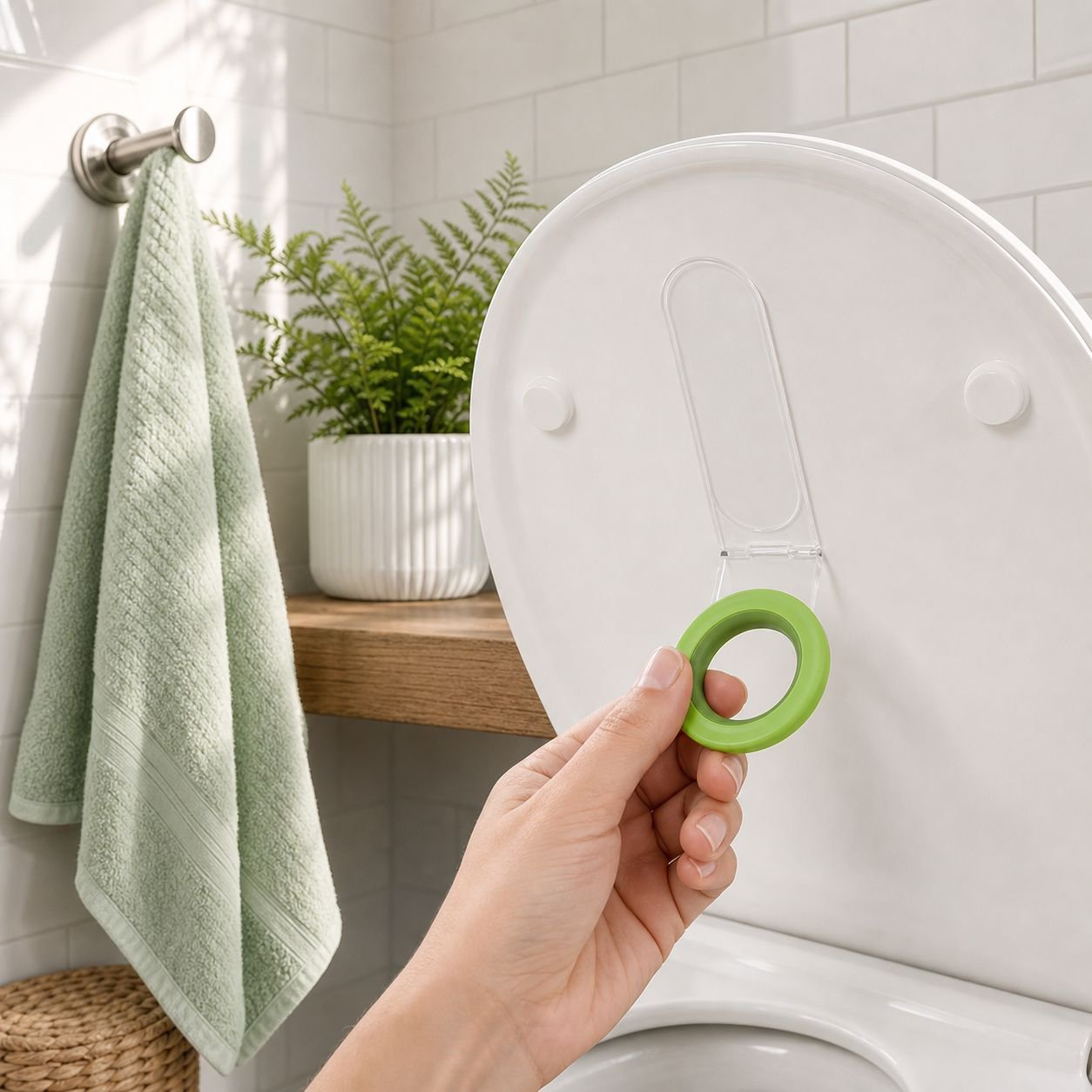 Hands-free toilet lid lifting accessory