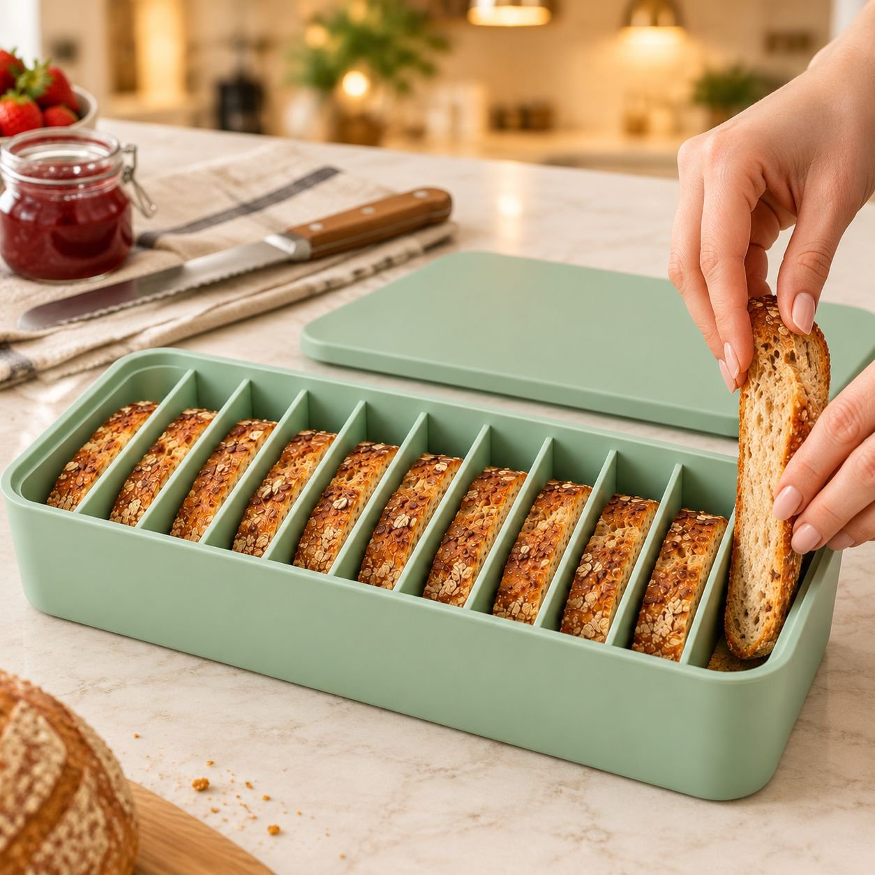 11-Grid Silicone Bread Storage Freezer Box