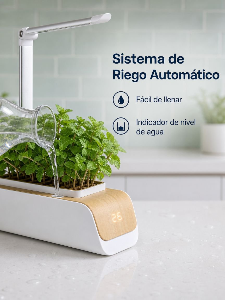 Maceta inteligente con luz LED para cultivo interior