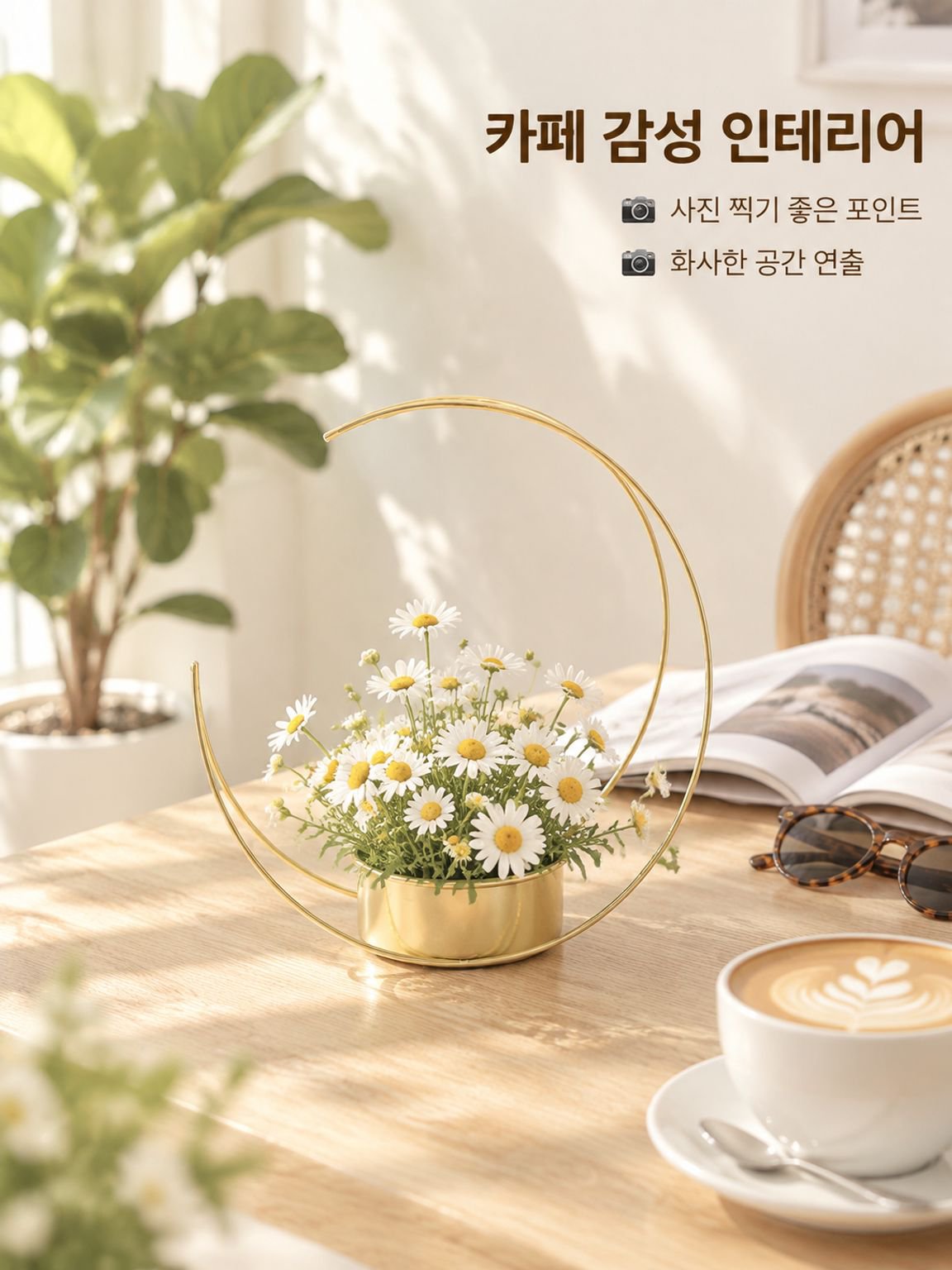 골드 장식 꽃바구니