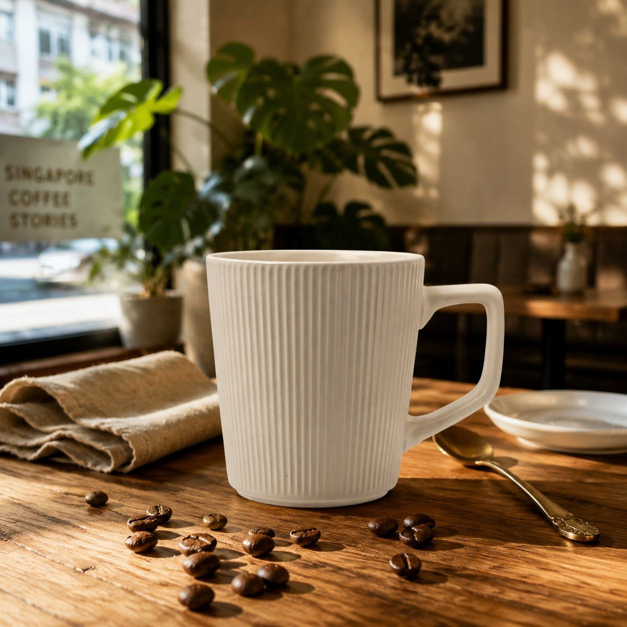 Home Use Large Capacity Embossed Ceramic Coffee Cup Water Cup