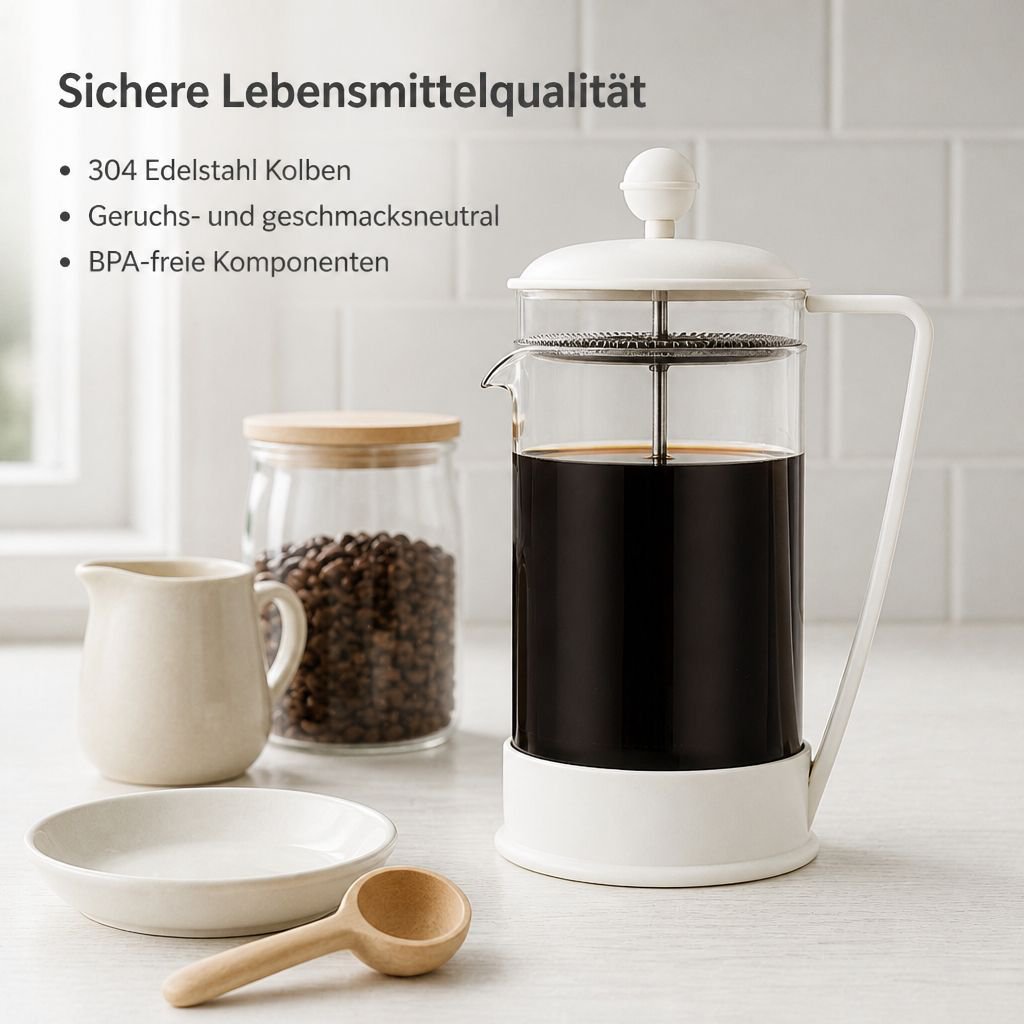 French Press Kaffeebereiter Glas Stempelkanne mit Edelstahl-Filter