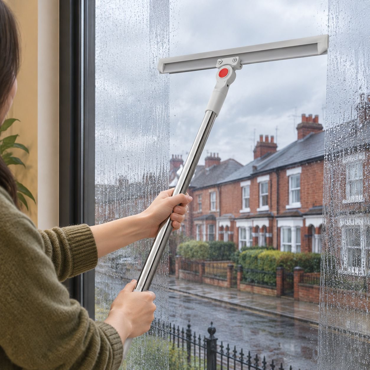Streak-free silicone squeegee for shower glass