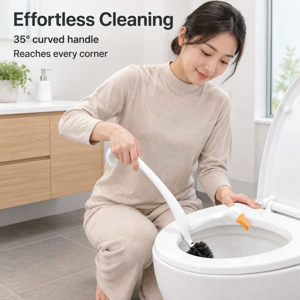Swan 2-in-1 Wall-Mounted Toilet Brush Household Bathroom Cleaning Brush