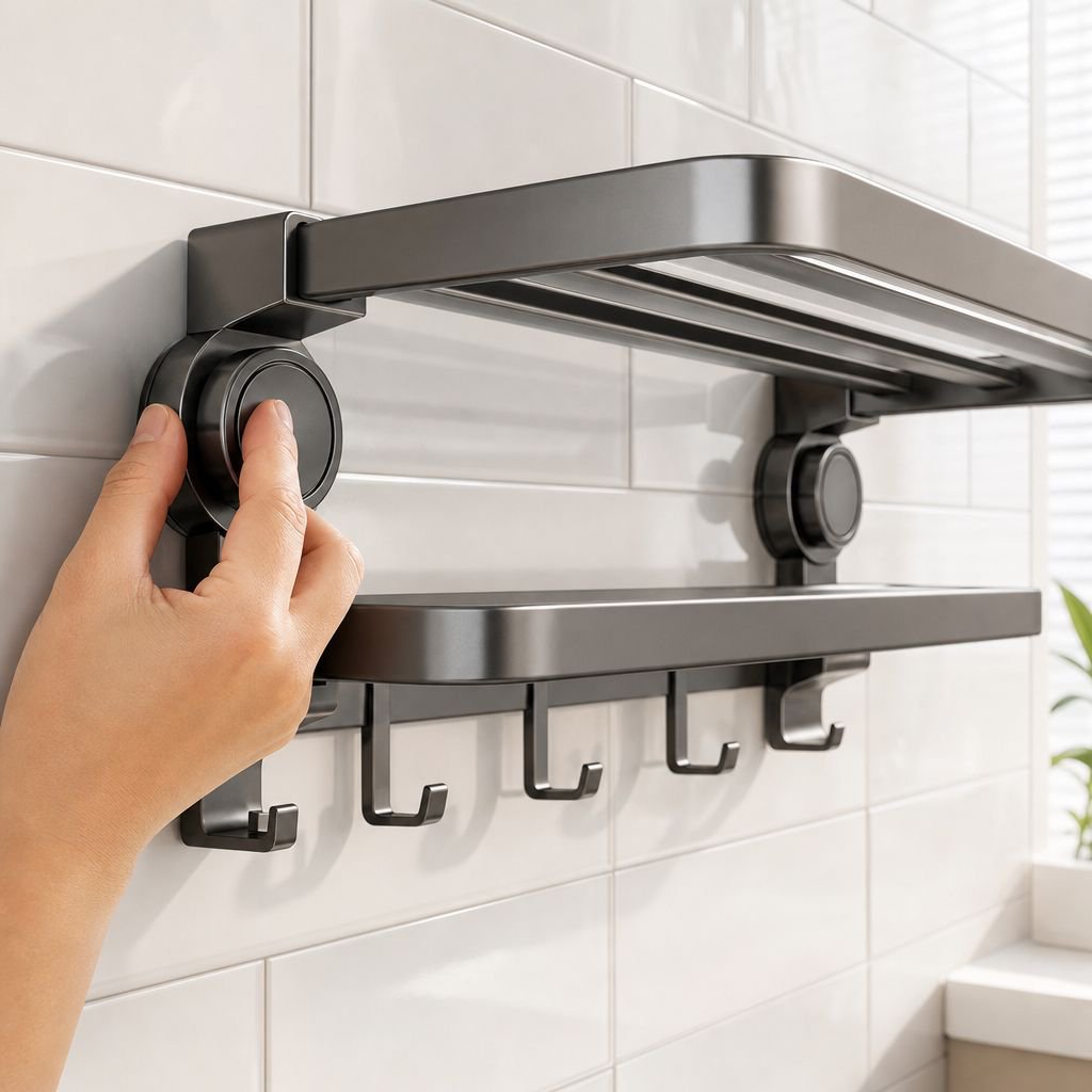 Étagère murale de salle de bain sans perçage à ventouse