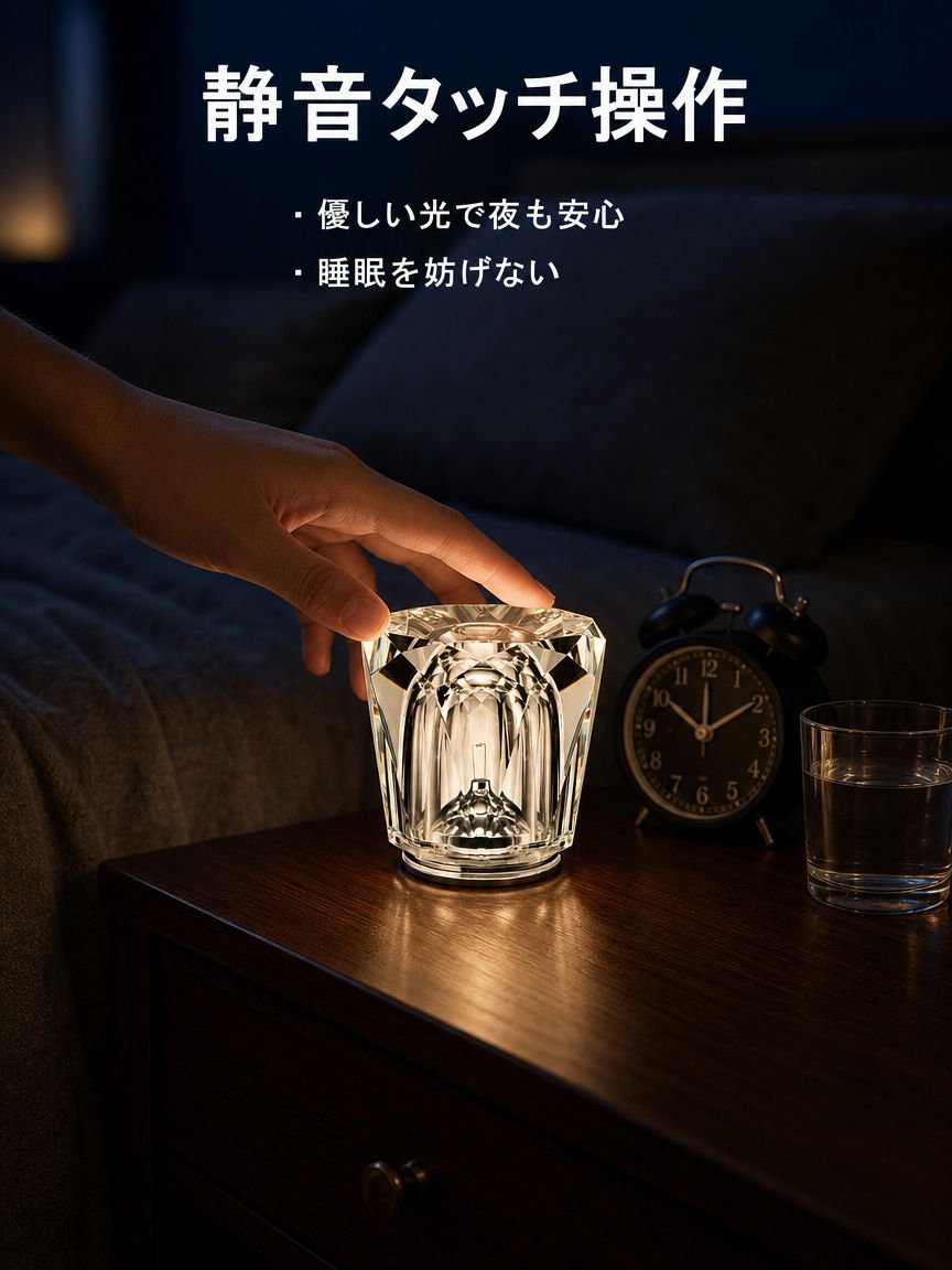 小型クリスタルワイヤレステーブルランプ 室内装飾用