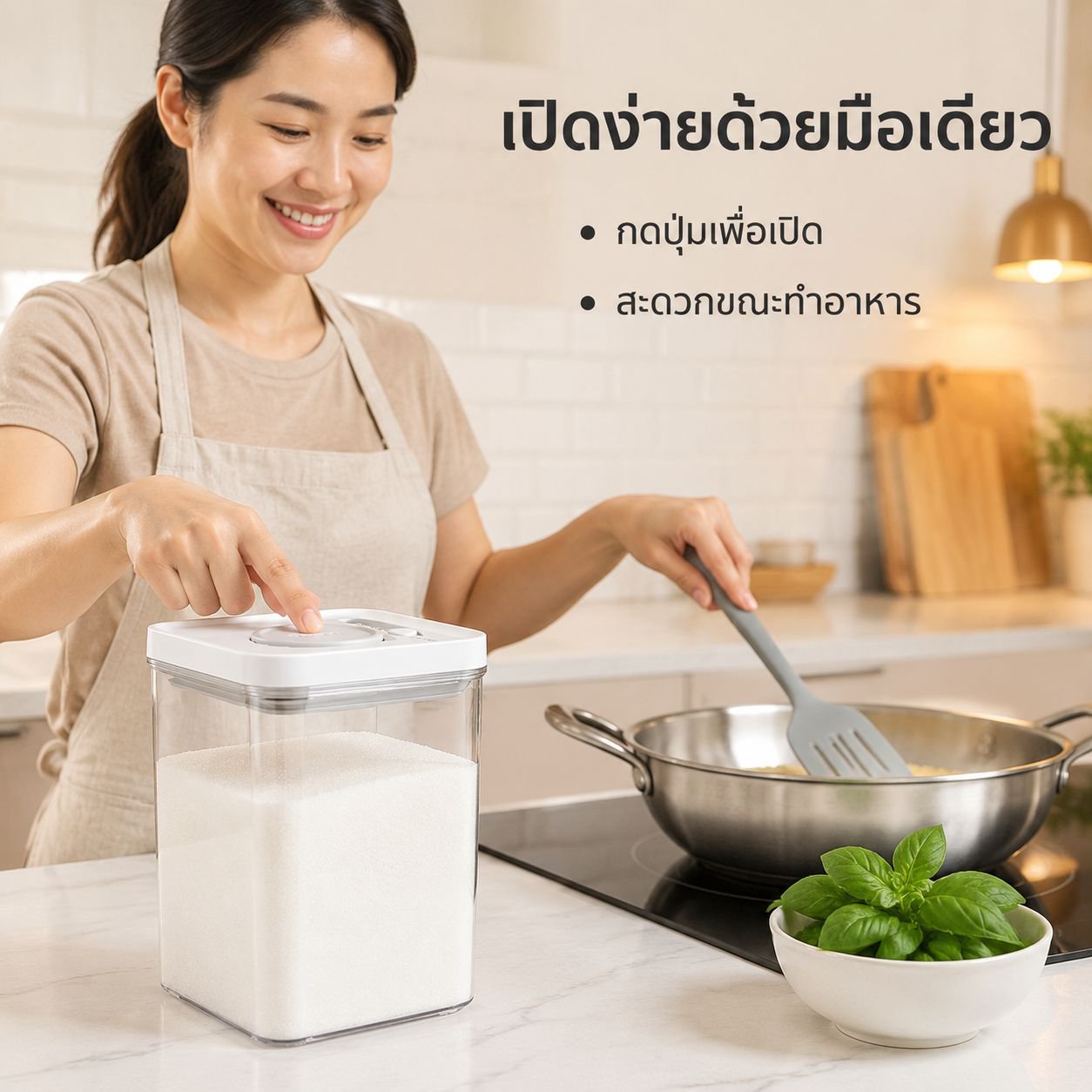 กล่องเก็บธัญพืชใสแบบกดซีลสูญญากาศพลาสติก
