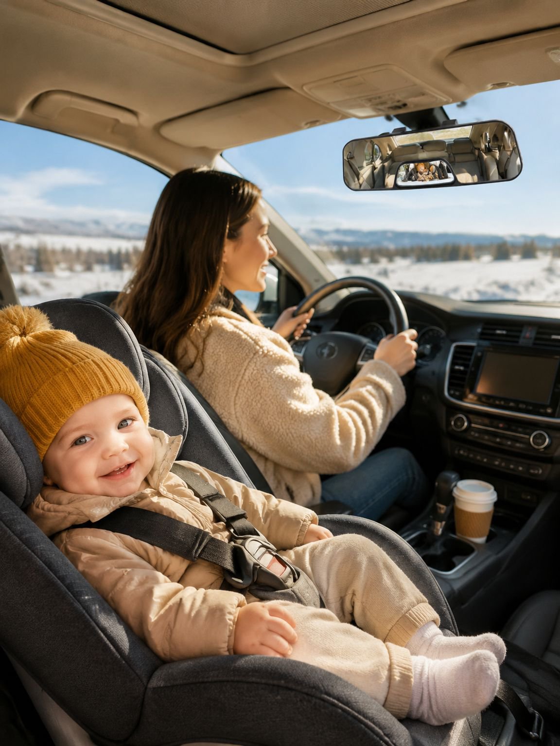 Car rearview mirror with wide field of view, car child observation mirror, rotatable car baby mirror