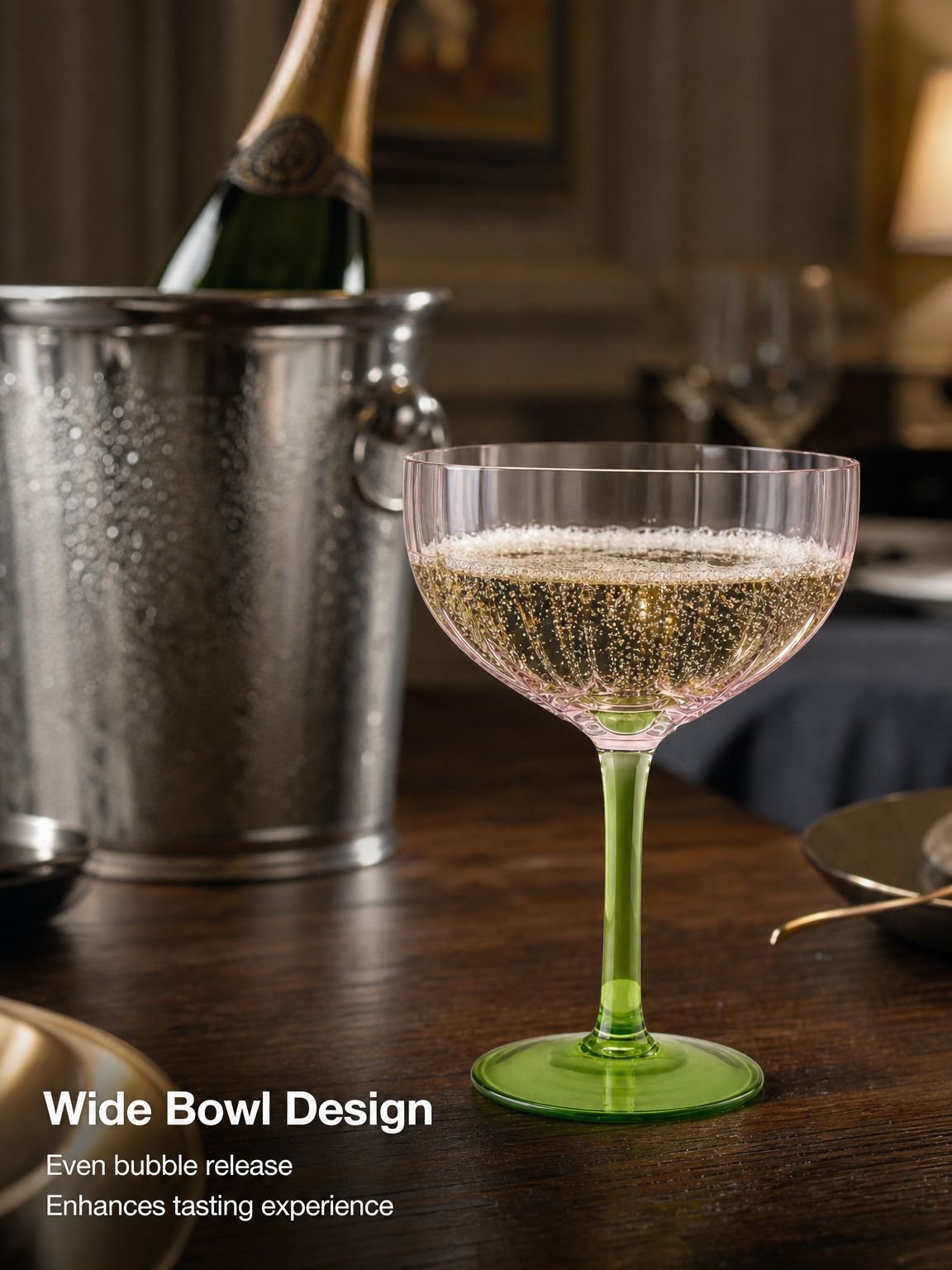 Crystal glass high footed red wine glass short petal champagne glass