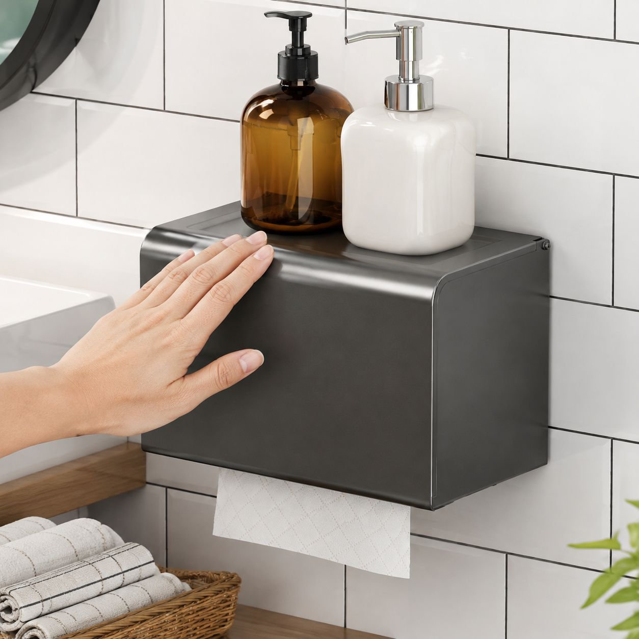 Non-drilling Bathroom Waterproof Tissue Holder