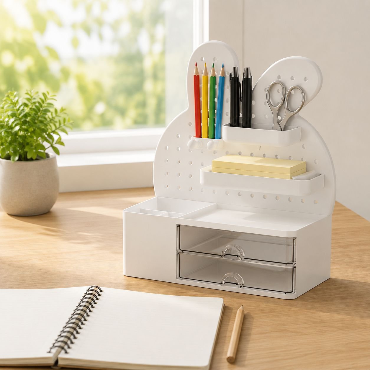 Organizador de escritorio tipo madriguera de conejo