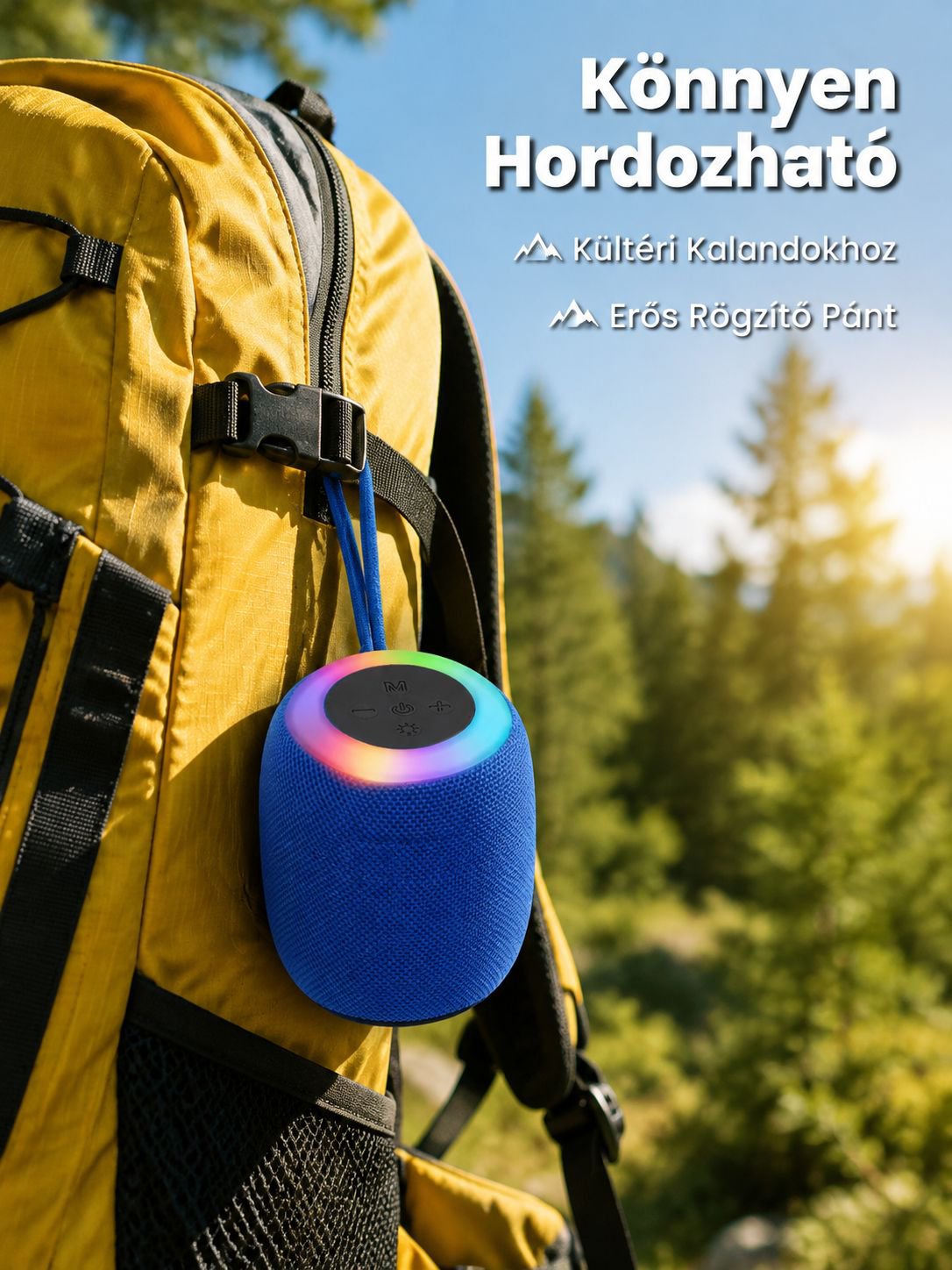 Hordozható Bluetooth hangszóró mélynyomóval, kültéri használatra, memóriakártya foglalattal