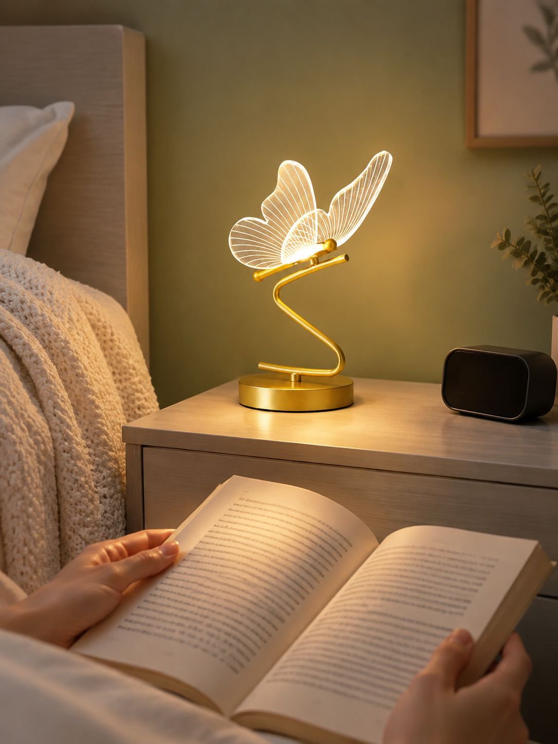 Kreative Tischlampe im nordischen Stil mit Schmetterlingsdesign, wiederaufladbare Nachttischlampe