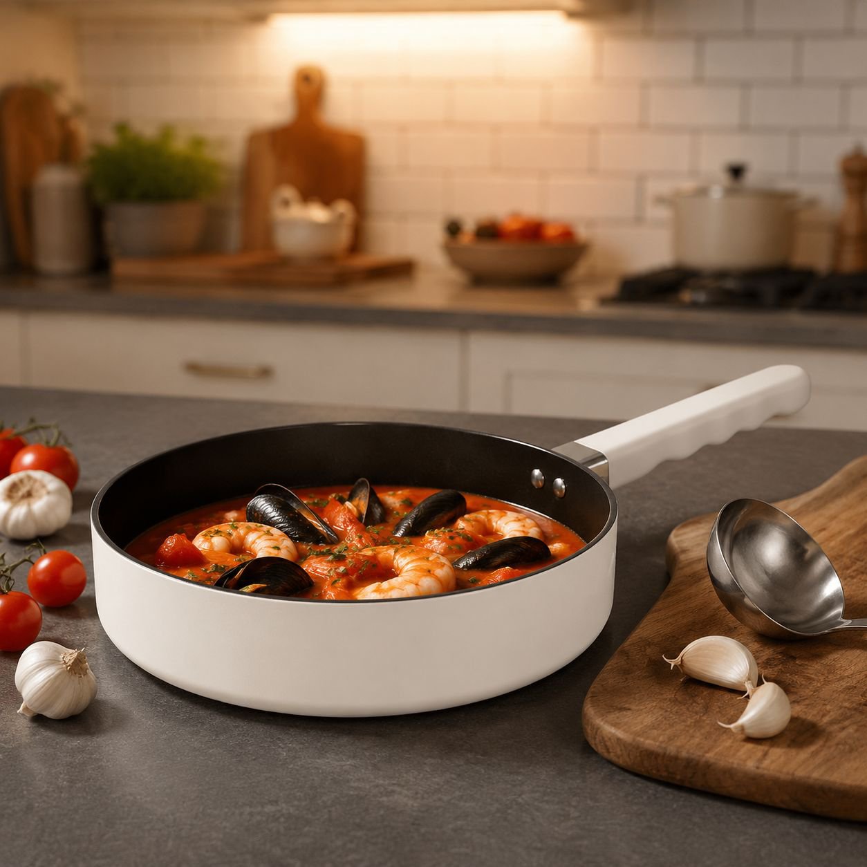Easy-to-clean fluoride coated frying pan