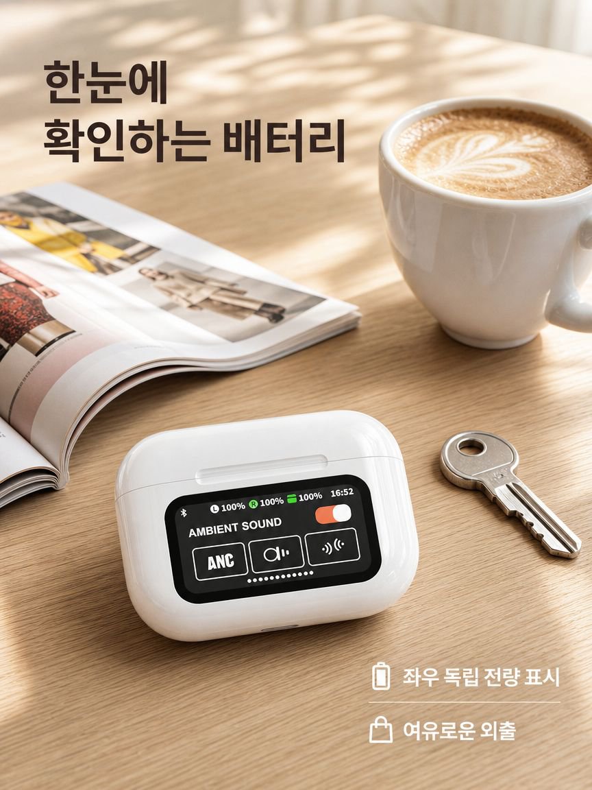 A9pro 에어팟 스마트 노이즈캔슬링 AI 통역 풀컬러 터치스크린 롱런
