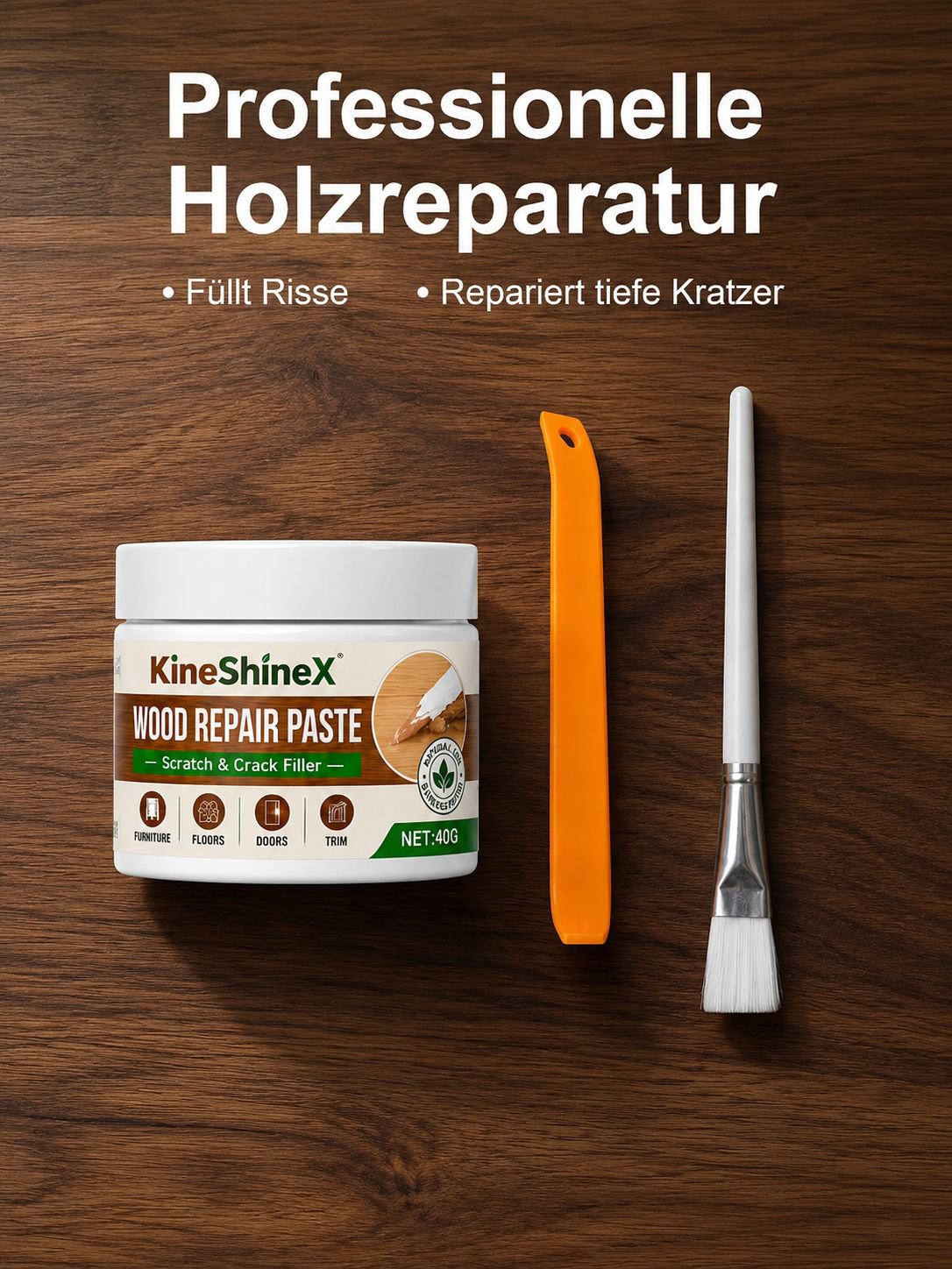 Möbel Reparaturpaste Anwendung auf Holzmöbel