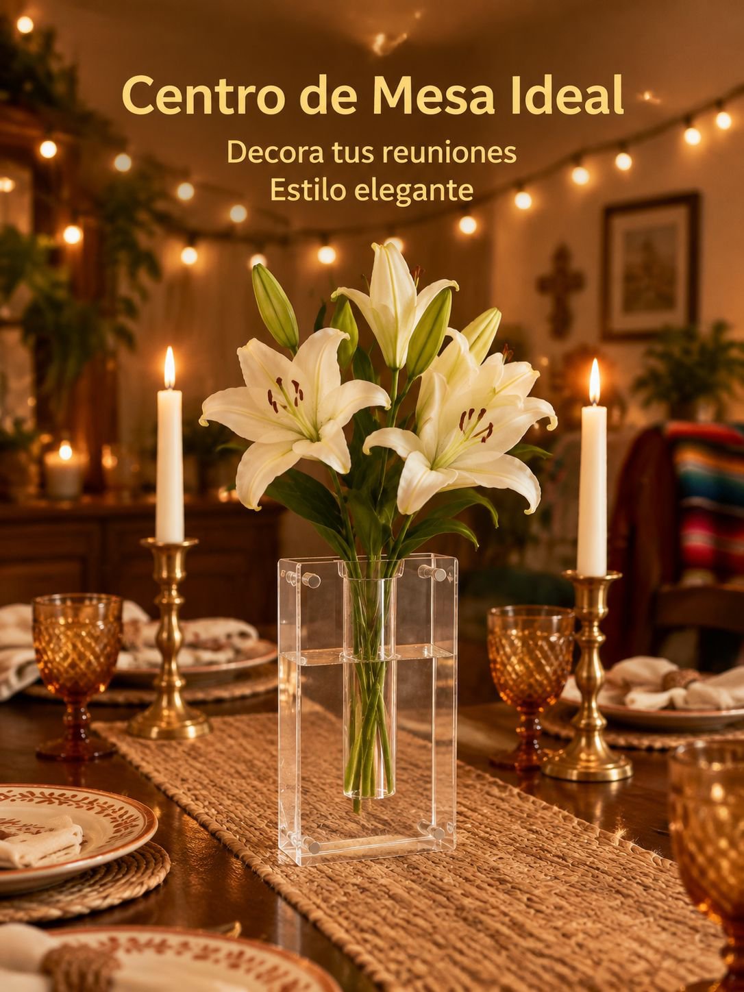 Decoración minimalista con jarrón acrílico