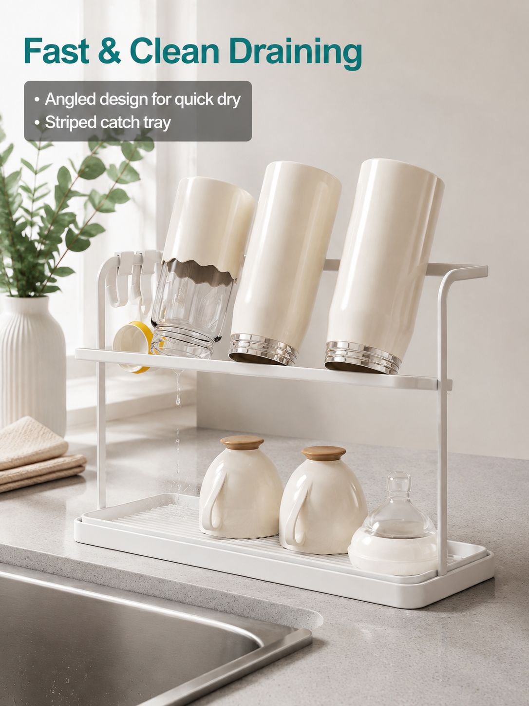 Double-layer water-cutting cup holder