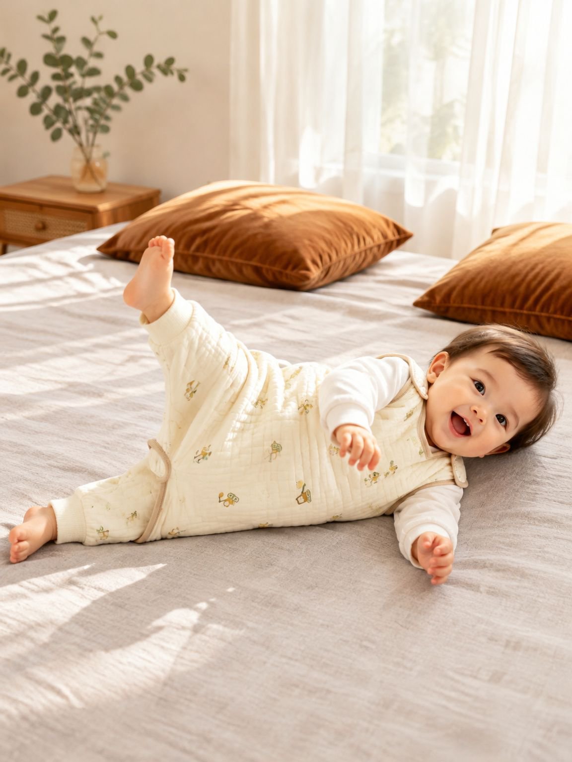 Saco de dormir para bebé tipo chaleco anti-patada para todas las estaciones