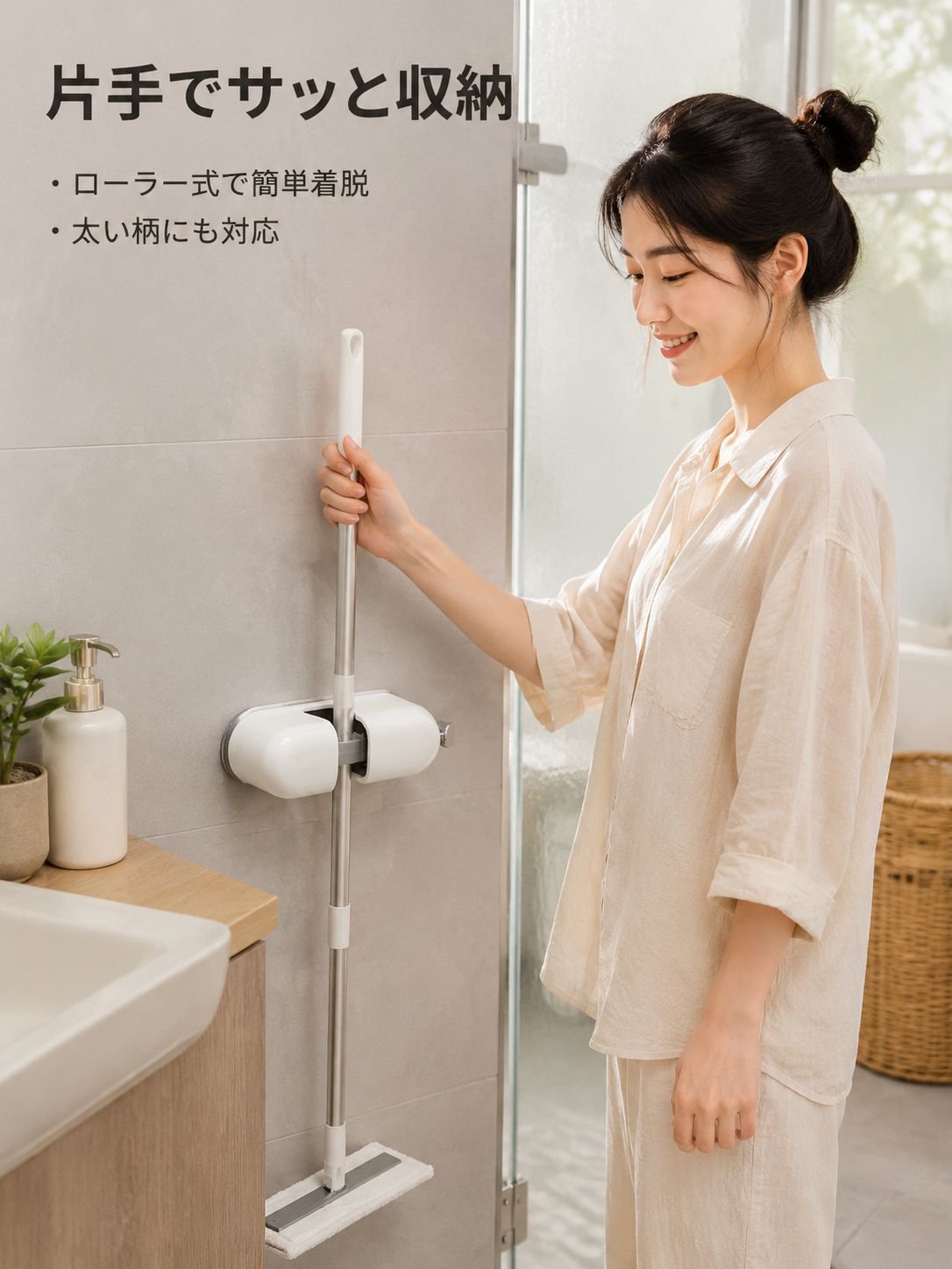 ドーパミン吸盤フックモップ収納