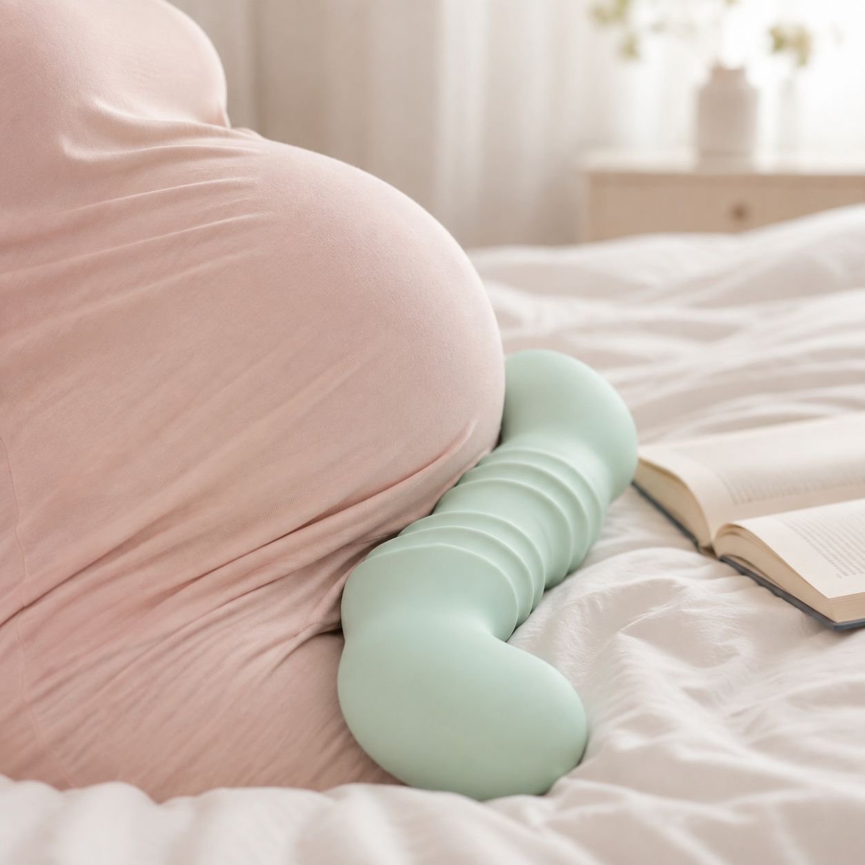 Memory foam maternity pillow for back and hip support