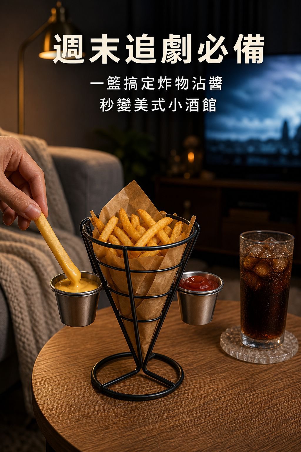 美式鐵製迷你圓錐薯條籃