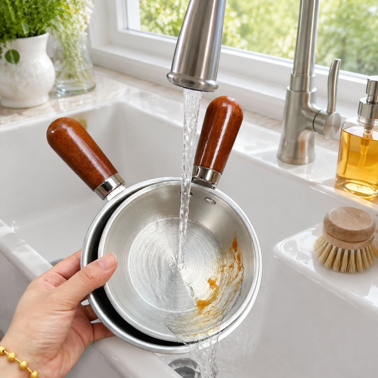 Complementary pot gold handle milk pot salad bowl
