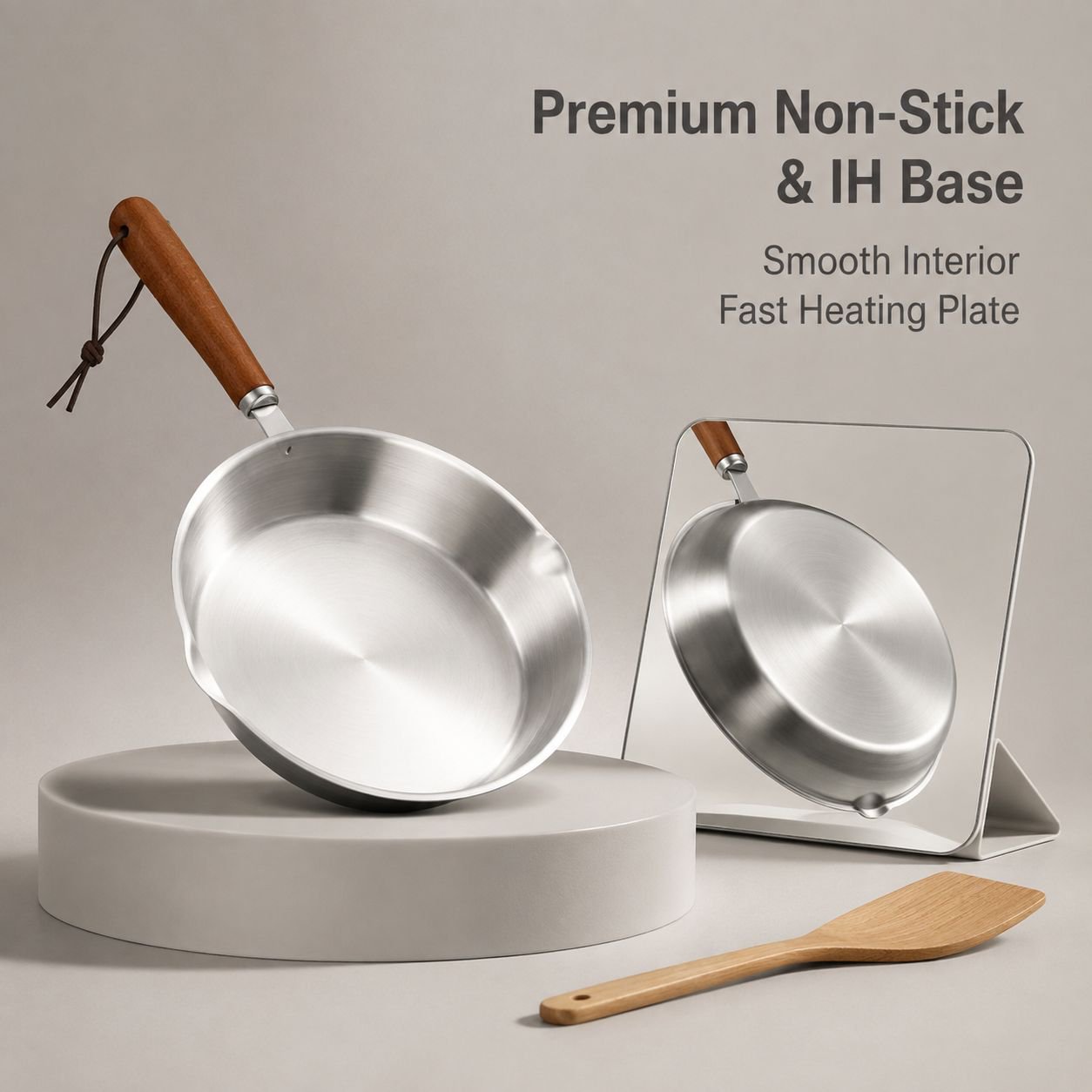 Stainless steel frying pan for frying eggs