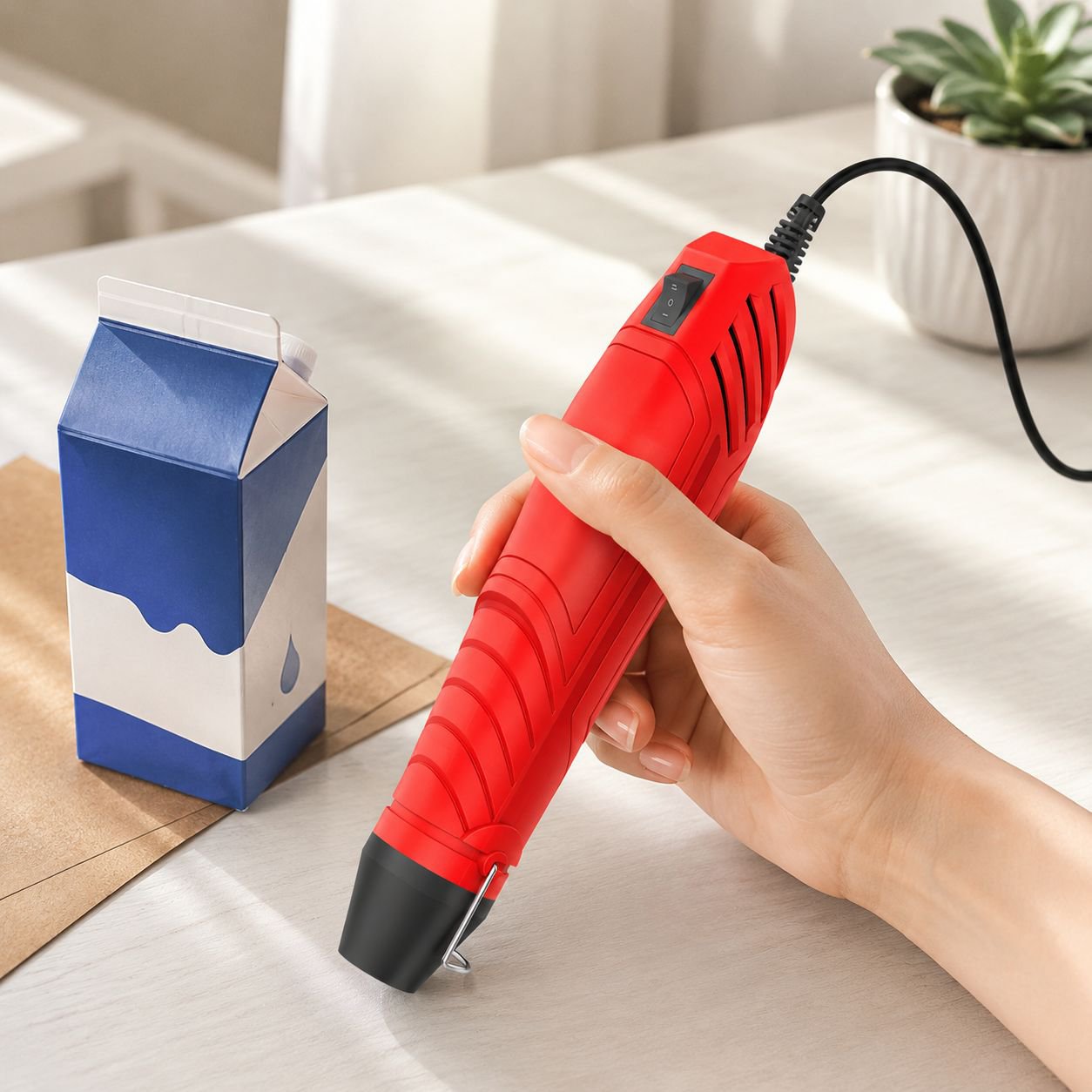Mini 300W Hot Air Gun, Lightweight (approx. 281g), with Stand Ring and Soft Handle, DIY Hot Air Gun 