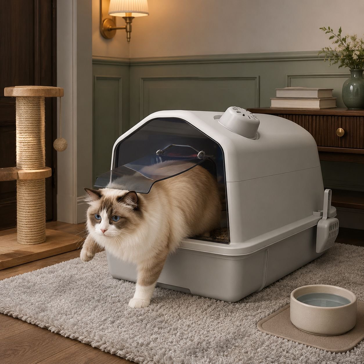 Fully enclosed, odor-proof, extra-large cat litter box