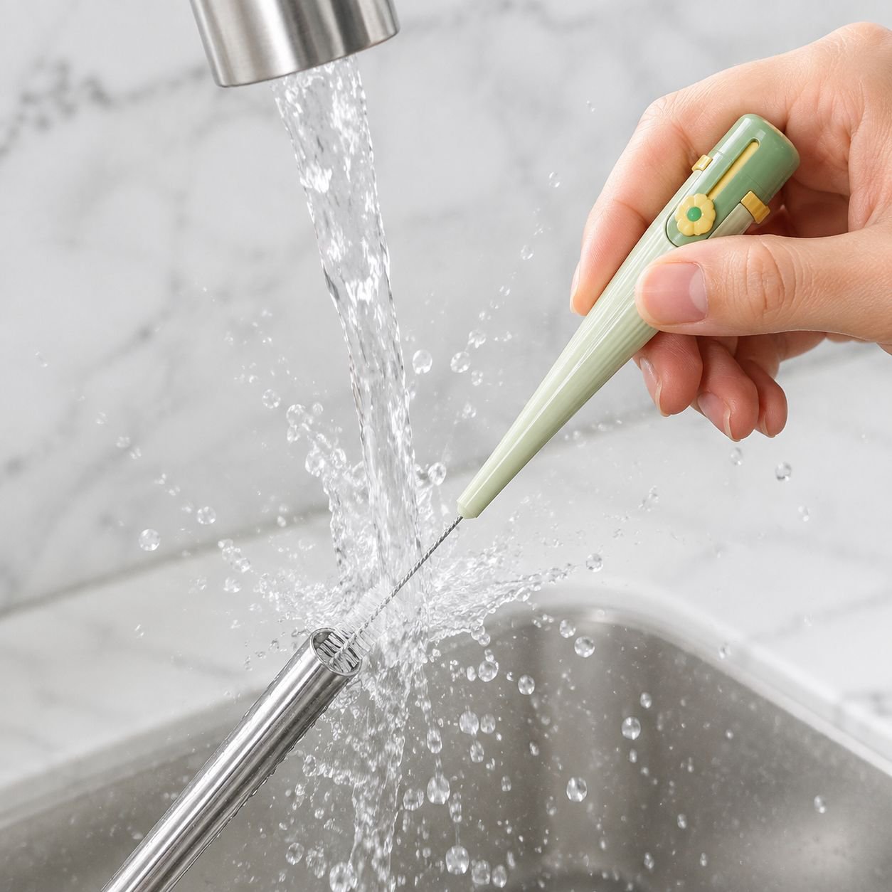 Easy-to-use bottle cleaning brush for narrow necks