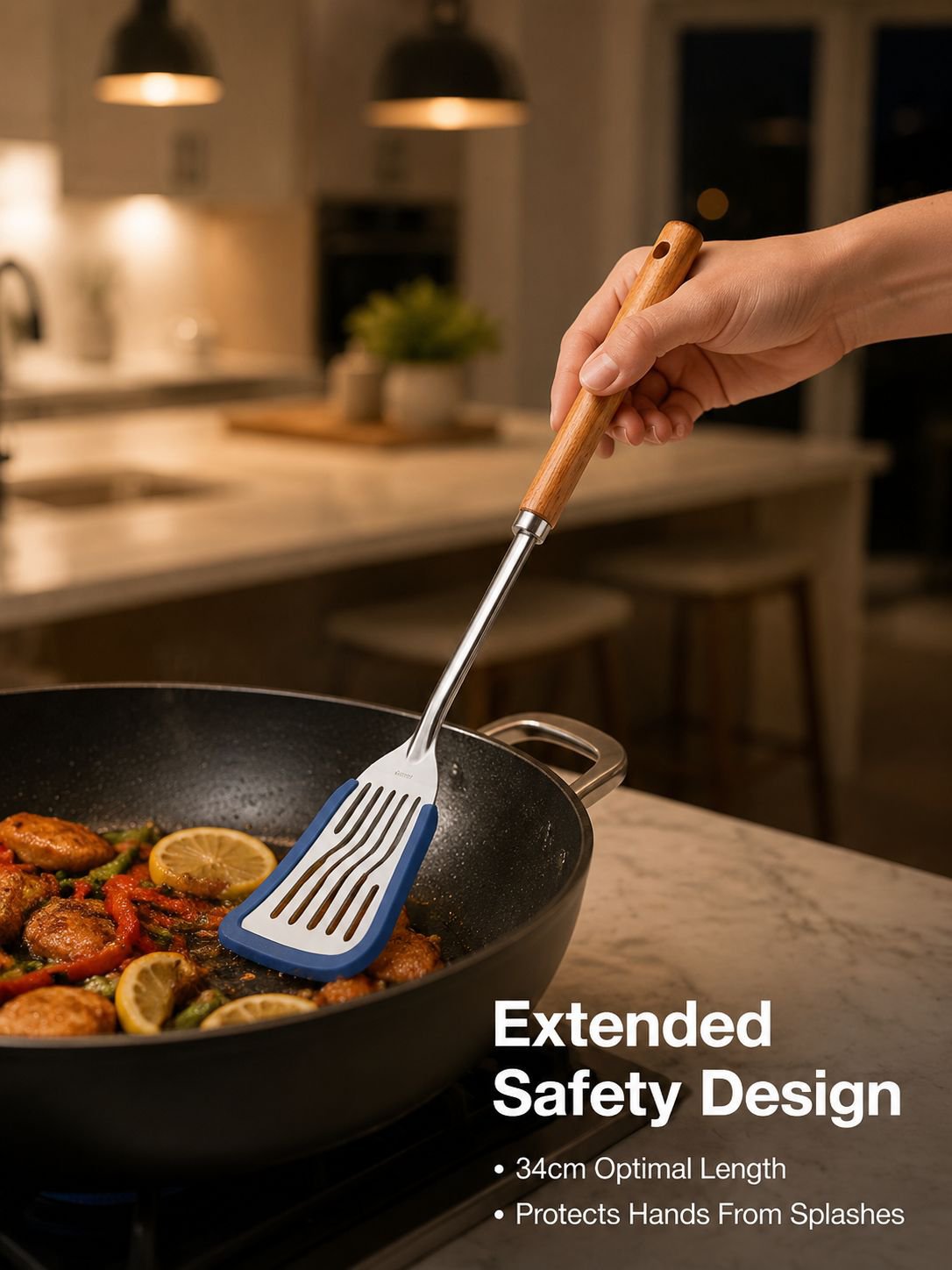Solid wood silicone spatula
