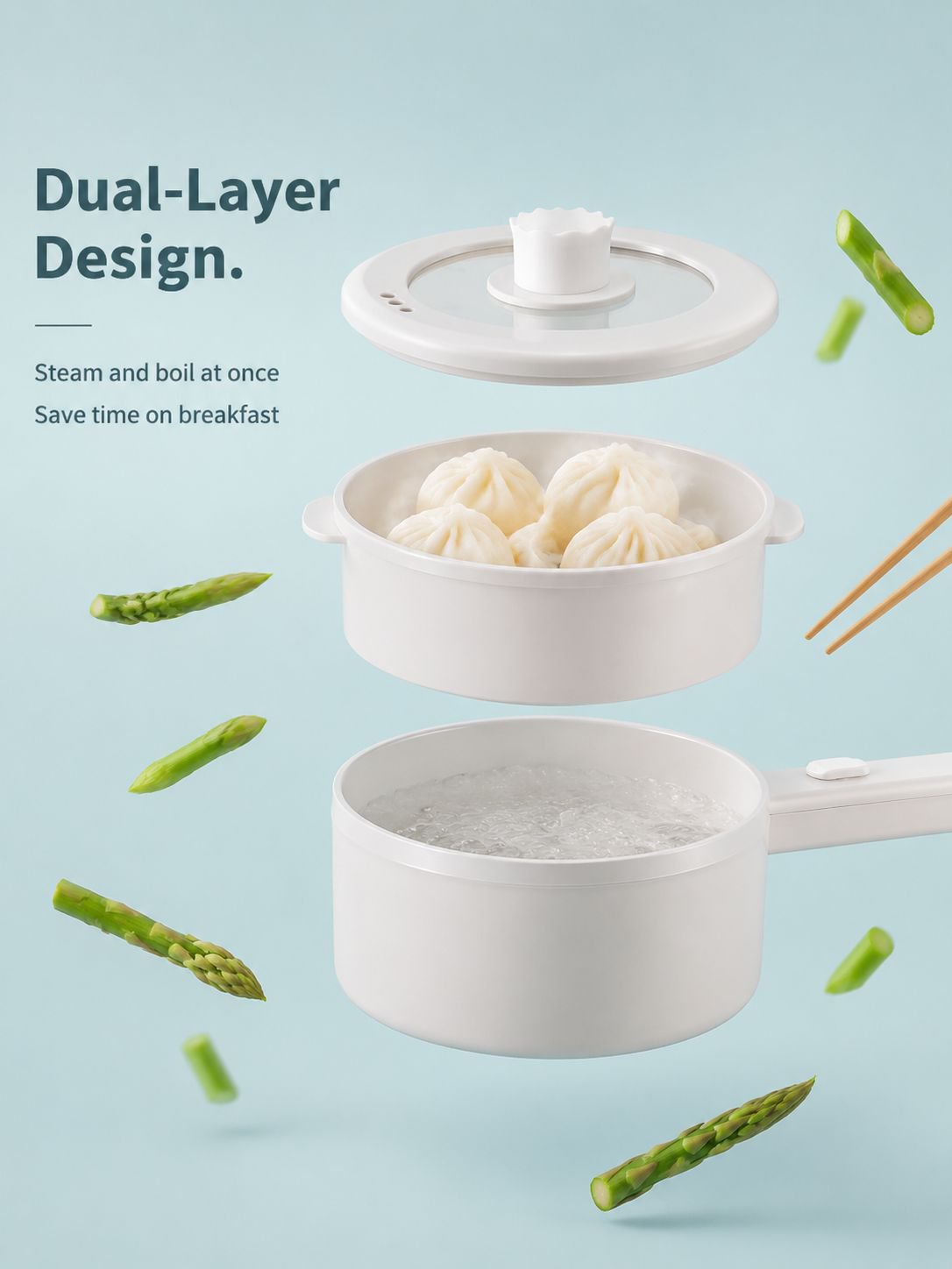 Long ergonomic handle for safe cooking