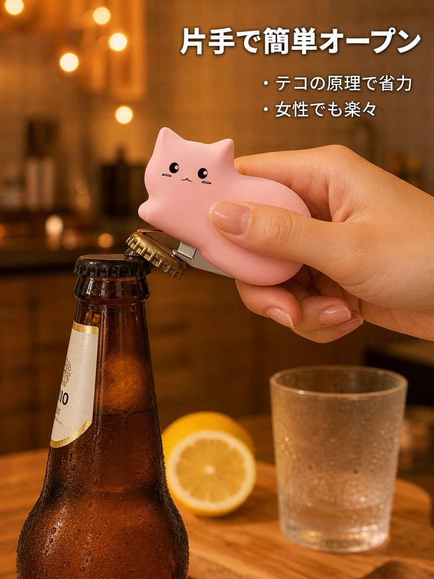 ステンレス製マグネット式栓抜き