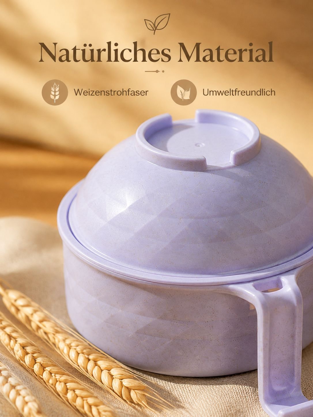 Großes Instant-Nudel-Schüssel-Set aus Weizenstroh
