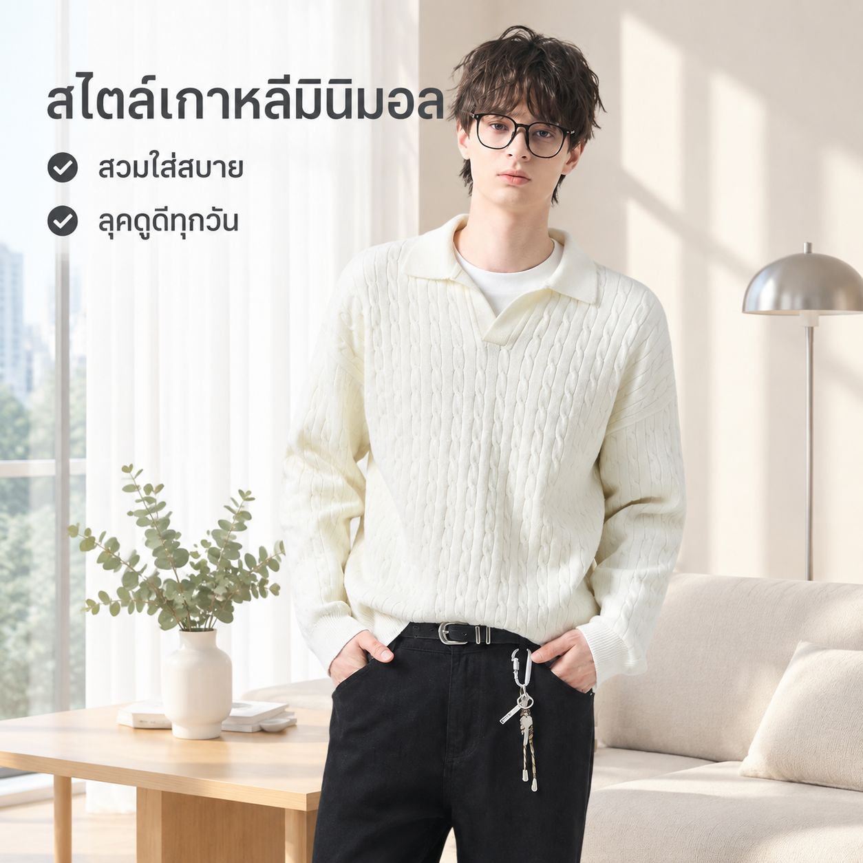 เสื้อกันหนาวผู้ชายคอปกถักลายแฟชั่นสำหรับฤดูใบไม้ร่วงและฤดูหนาว