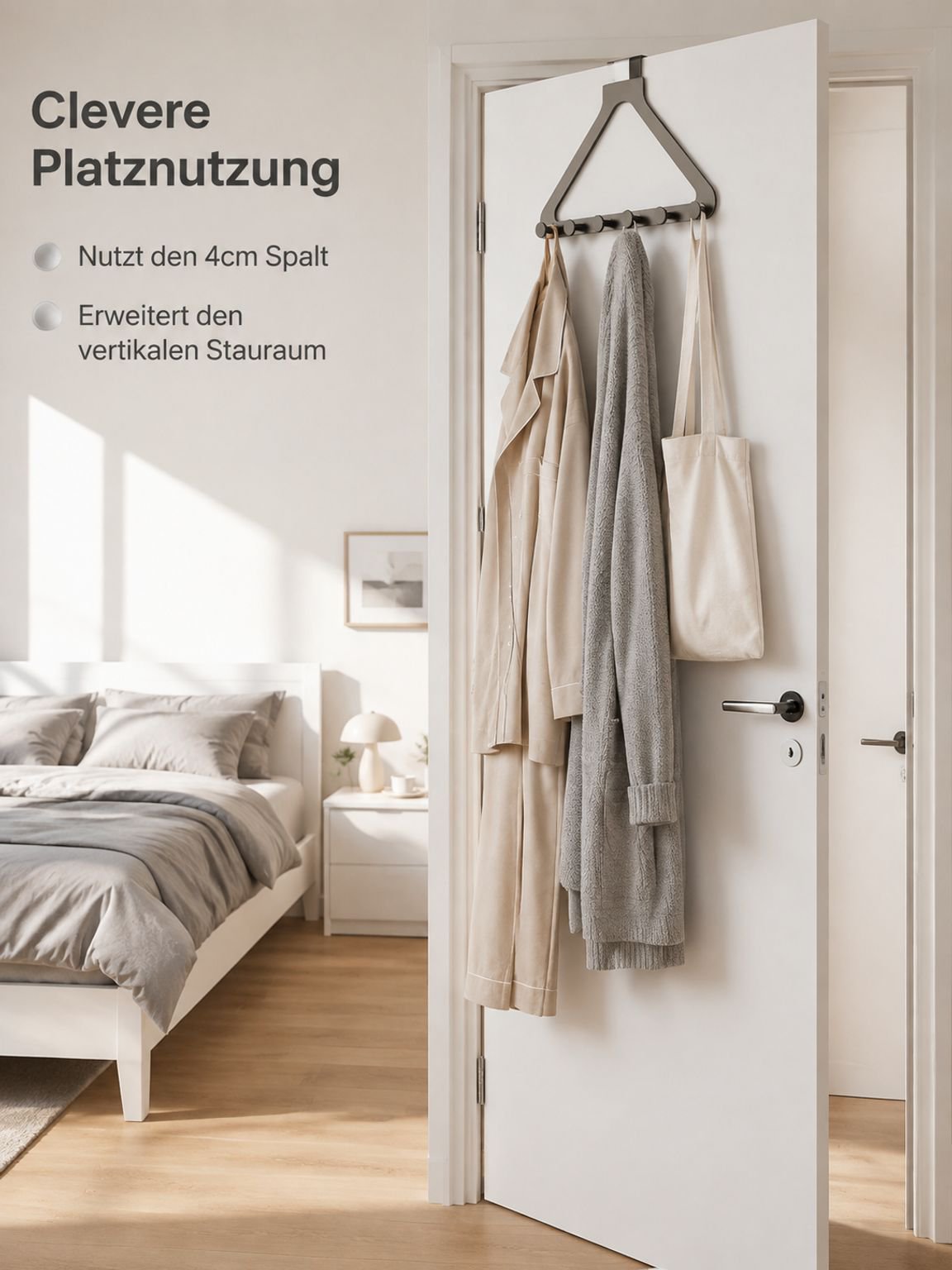 Starker selbstklebender Wandhaken Garderobe für Schlafzimmer und Badezimmer hinter der Tür