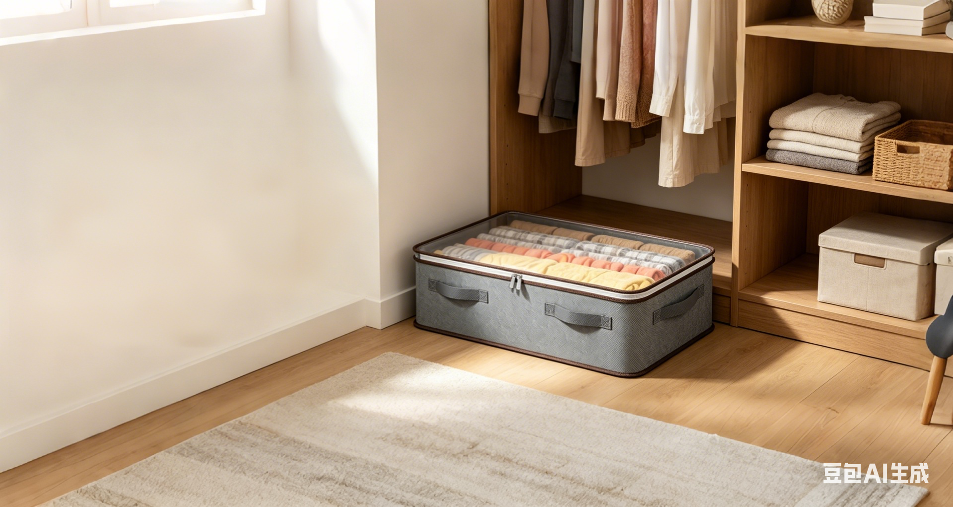 침대 밑 수납함 패브릭 접이식 투명 커버 침대 아래 이불 수납함 부직포 의류 신발 케이스