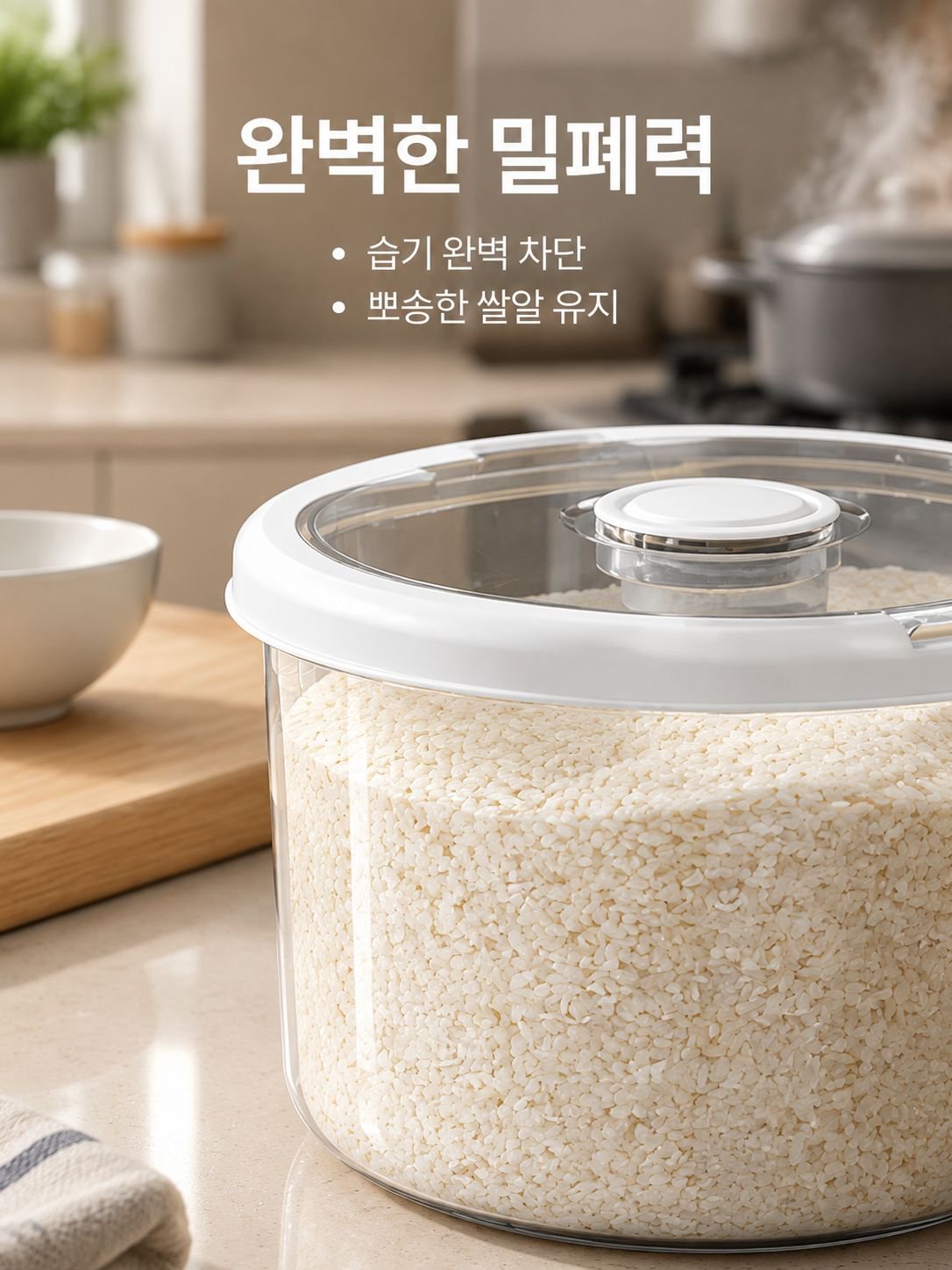 심플하고 깔끔한 디자인의 쌀 보관통